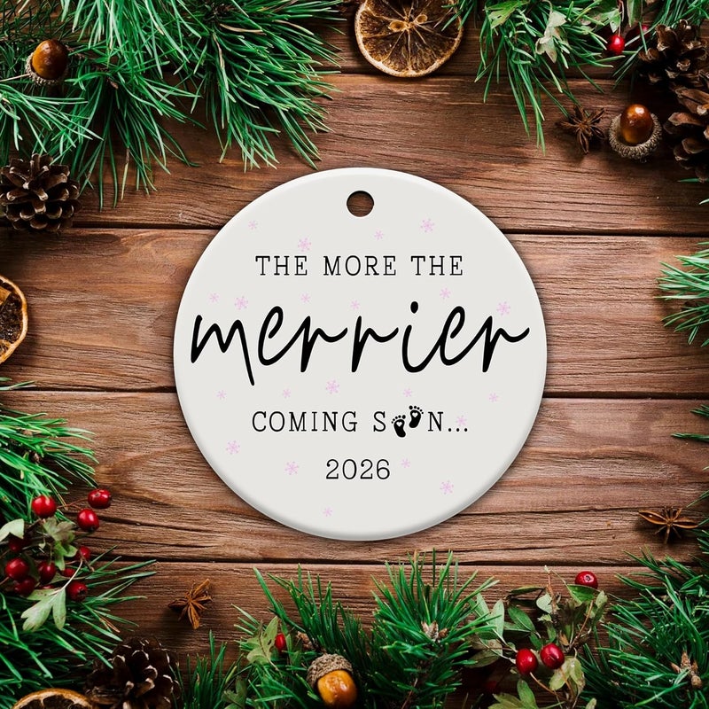 TinhCD Store Expecting Baby Ornament 2026, Pregnancy Announcement for Husband Grandparents Family Aunt, Baby Announcement, Pregnancy Gifts Ceramic Christmas Ornament - Image 5